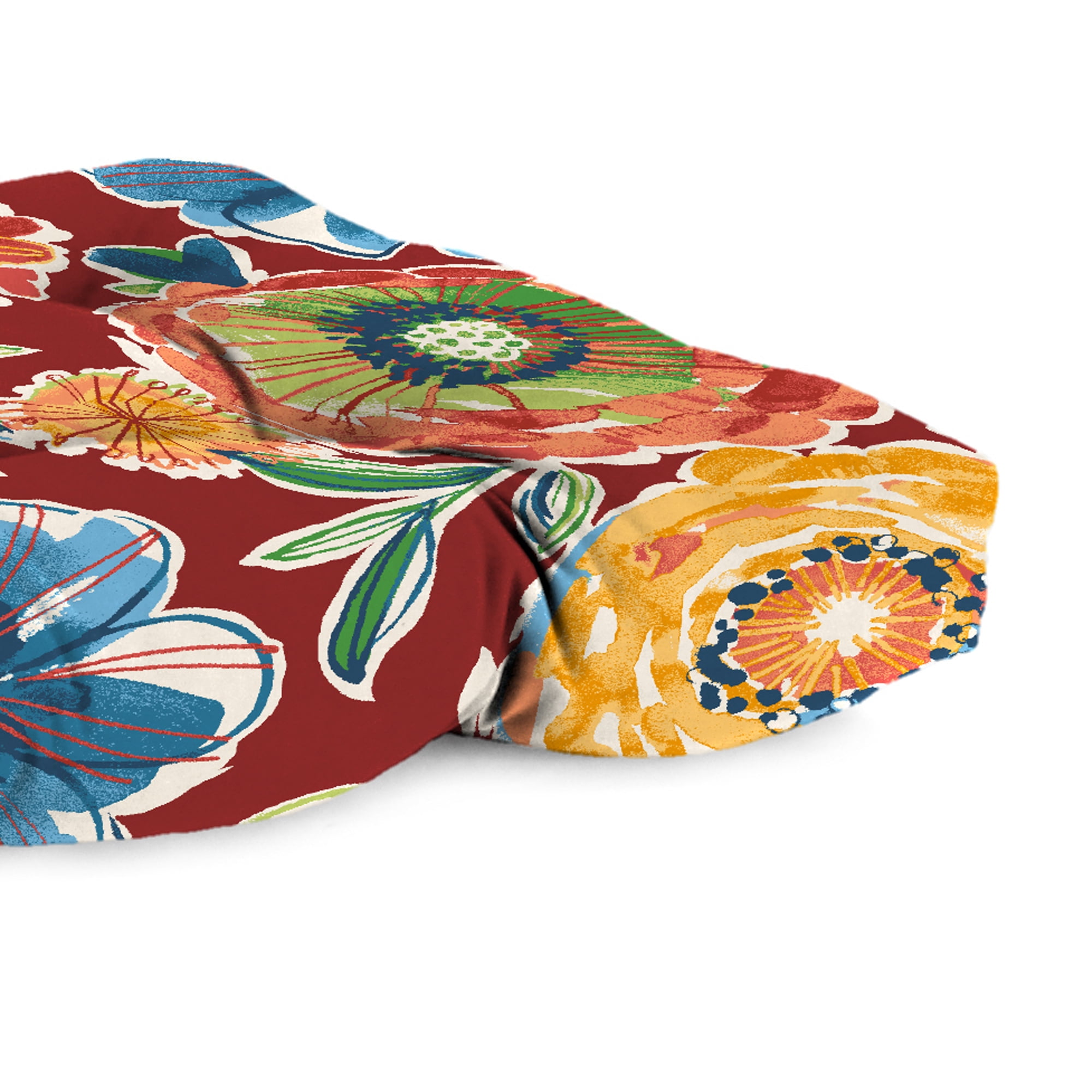 Jordan Manufacturing 44" x 18" Colsen Berry Red Floral Rectangular Tufted Contoured Outdoor Wicker Settee Bench Cushion