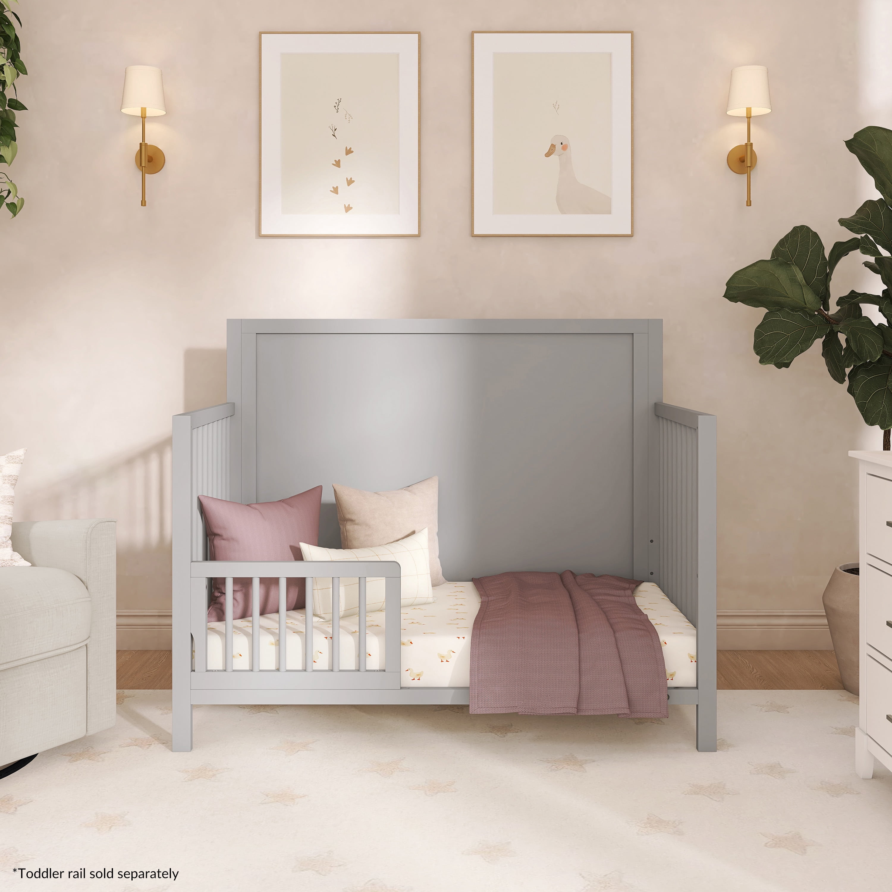 Dream On Me Dillian 3 in 1 Convertible Crib, Pebble Grey