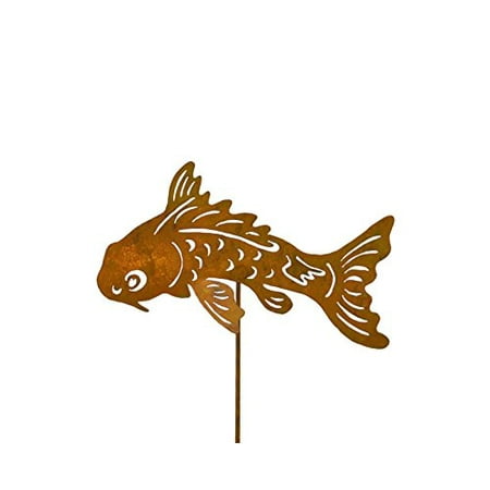 New Patio Ideas Koi Fish Metal Yard Stake, Whimsical Garden Idea, Metal Garden Art, Outdoor Lawn and Patio Decor ()