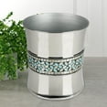 thumbnail image 2 of nu steel Sea Foam Bright-Colored Mosaic Glass/stainless steel Wastebasket, Small Round Plastic Vintage Trash Can for Bathroom, Bedroom, Dorm, College, Office - Mosaic Glass/stainless steel, 2 of 5