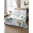 thumbnail image 3 of Twin Size Flat Sheet Only, Eucalyptus Leaves Soft Brushed Microfiber Bed Sheets, Spring Botanical Pastoral Green Hotel Quality Breathable Bedding Top Sheet, Easy Care, 66"x96", 3 of 9