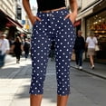 thumbnail image 4 of Hueook 3x Capris For Women Woman Fashion Slit Elastic Waist Button Zipper Pocket Sports Cropped Yoga Pants Navy M, 4 of 6
