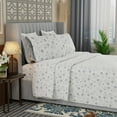 thumbnail image 4 of Color Sense 4-Piece Brushed Percale Cotton Blend Bedsheet Set, Cool & Crisp, Breathable, Wrinkle Resistant, Queen, Tiana Floral, 4 of 10