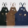 thumbnail image 3 of Soidarity Delantal de trabajo Cafeshop Disfraz Algodón Ampliamente aplicable Cocina Hogar Servicio ajustable Traje Correas Jefe Utilidad Delantales Cuerpo del baño Púrpura Soidarity CE015882-04, 3 of 6
