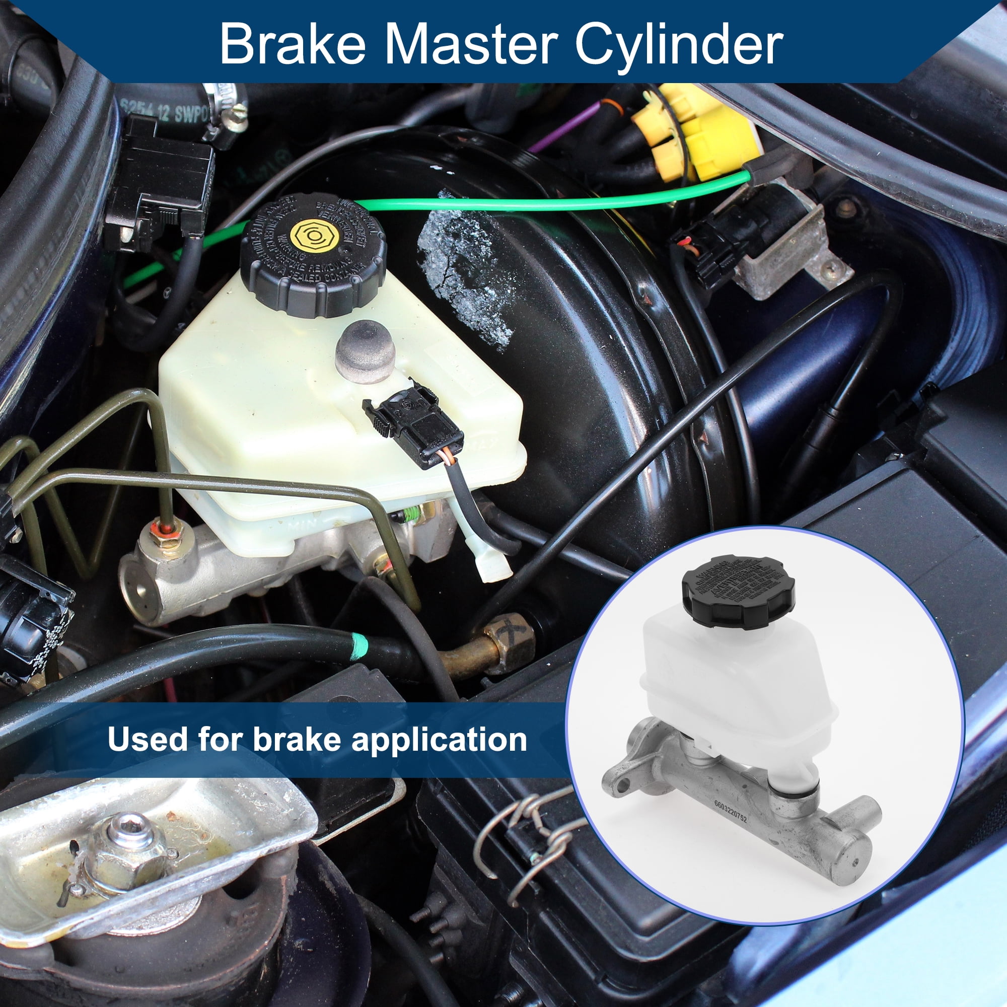 Unique Bargains No.5851029010 Brake Master Cylinder with Reservoir for Hyundai Elantra 1996-2000 Engine Compartment Hydraulic Master Cylinder Durable Aluminum Alloy Plastic 1 Pc Silver Tone White