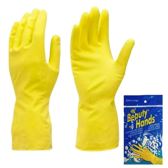 Reusable Yellow Hand Cleaning Latex Gloves :X- Large- 1 Pair