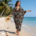 thumbnail image 3 of Xoenoiee Aztec Cow American Tribal Geometric Print V-Neck Batwing Kaftan Women's Plus Size Caftan Loose Fit Boho Beach Dress Bathing Suit Cover Up Mumu Dresses Loungewear, 3 of 7