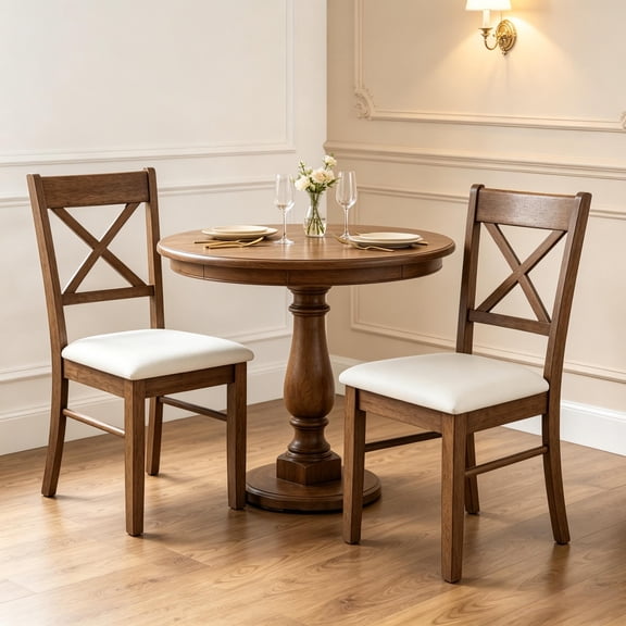 (2pcs )Dining Chairs , Upholstered Kitchen Chairs with Rubberwood Frame, Padded Seat and X-Back