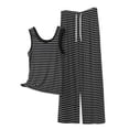 thumbnail image 2 of Xdegoge Two Piece Outfits for Women Scoop Neck Sleeveless Tank Top and Wide Leg Pants Set Casual Lounge Sleepwear Striped Pattern Comfy Summer Pajamas, 2 of 5