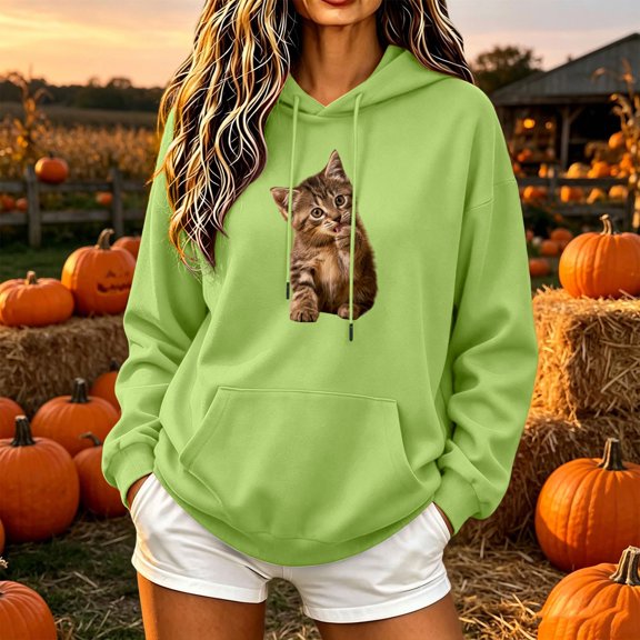 Frostluinai Graphic Hoodies for Women Oversized Sweatshirts Drawstring Long Sleeve Drop Shoulder Pullover Lightweight Soft Fall Clothes with Pokcet S-XXL