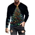 thumbnail image 2 of Handshe Men's Casual Christmas Print Long Sleeve Shirt, Fashionable Holiday Athletic Top for Daily Wear and Party Outfits, 2 of 5