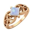 thumbnail image 2 of 5mm Square Shape Natural Rainbow 925 Silver Rose Vermeil Celtic Women Valentines Day Gifts Ring, 2 of 4
