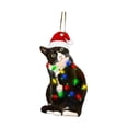 thumbnail image 4 of simhoa Car Rearview Mirror Hanging Pendant Gifts with Lanyard Indoor Christmas Hanging Cat with Santa Hat, 4 of 8