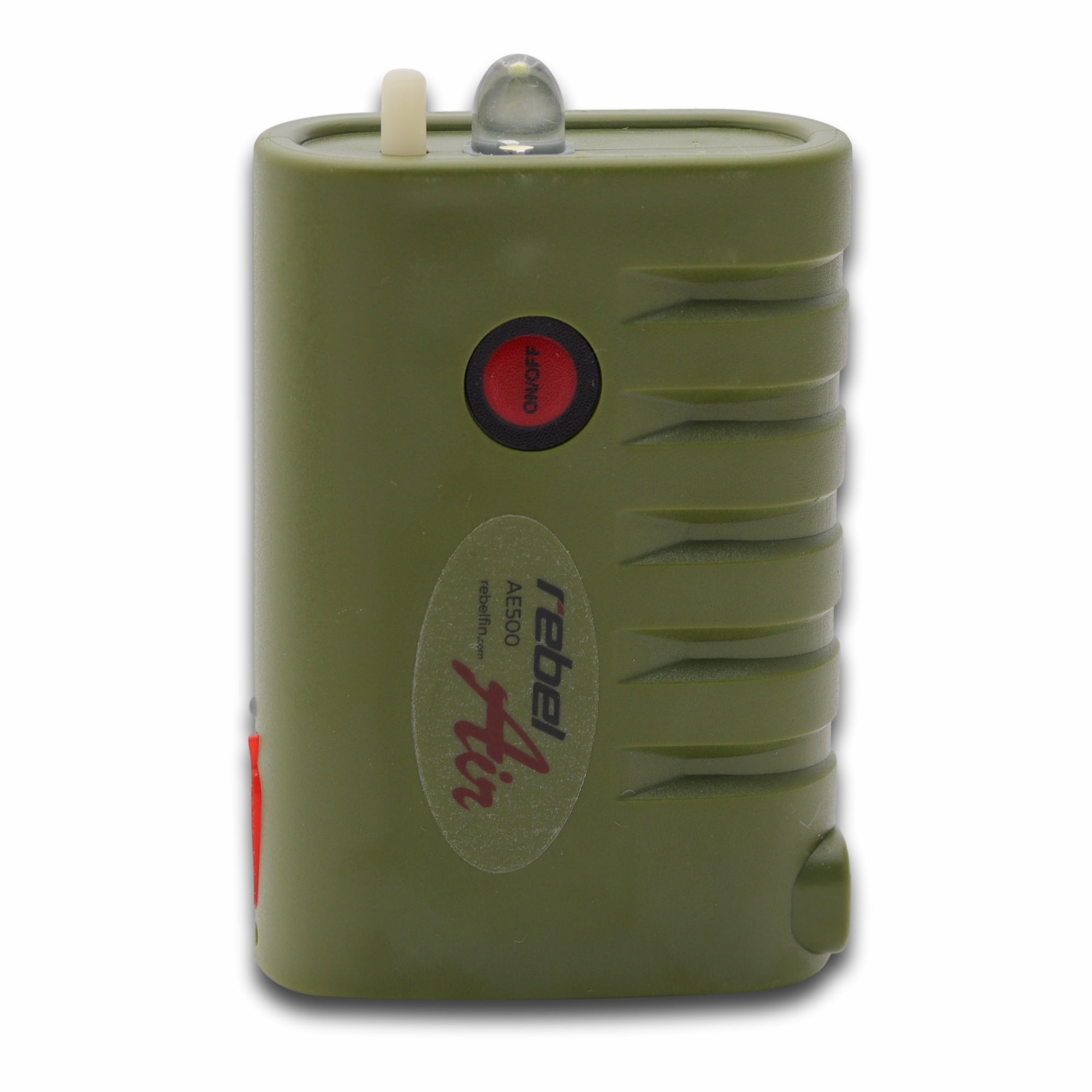 (2 pack) Rebelfin Pocket-Sized Rechargeable 18-Hour Army Green Foam Bucket Aerator with LED Light for up to 6 Gallons of aerated water for live bait Fishing