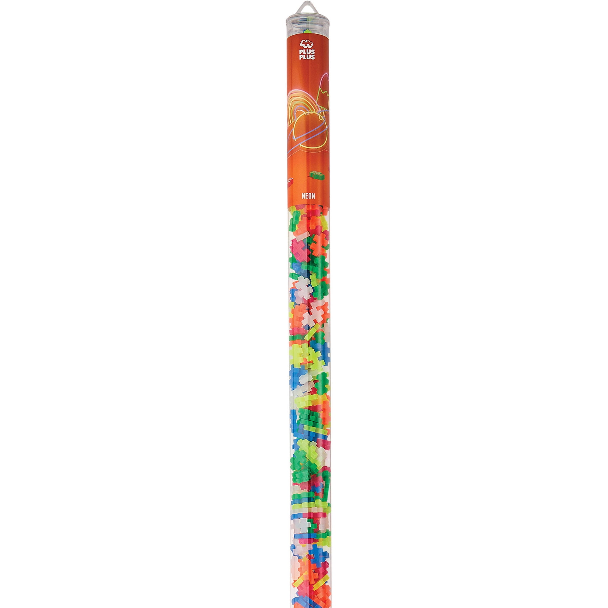 Plus-Plus: Super Tube - Neon Color Mix - 500 Pieces – Construction Building STEM Toy, Interlocking Mini Puzzle Blocks, Open Play Set, Kids Ages 5+
