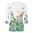 thumbnail image 5 of TSADFHJI Hauts Femmes Manches Courtes Chandail Femme 3/4 Manches Hauts Chemise Décontractée Col Rond Chemise Imprimée Mode Blouse Légère TG Blanc, 5 of 5