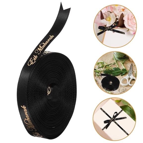 Clispeed Black Polyester Wrapping Ribbon for Party , Presents, Eid Decorations and Crafting