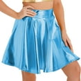 thumbnail image 4 of ZDHoor Women's High Waist Metallic Skirt Shiny Holographic Y2k Party Flared Pleated Skater Skirts Blue A XL, 4 of 6