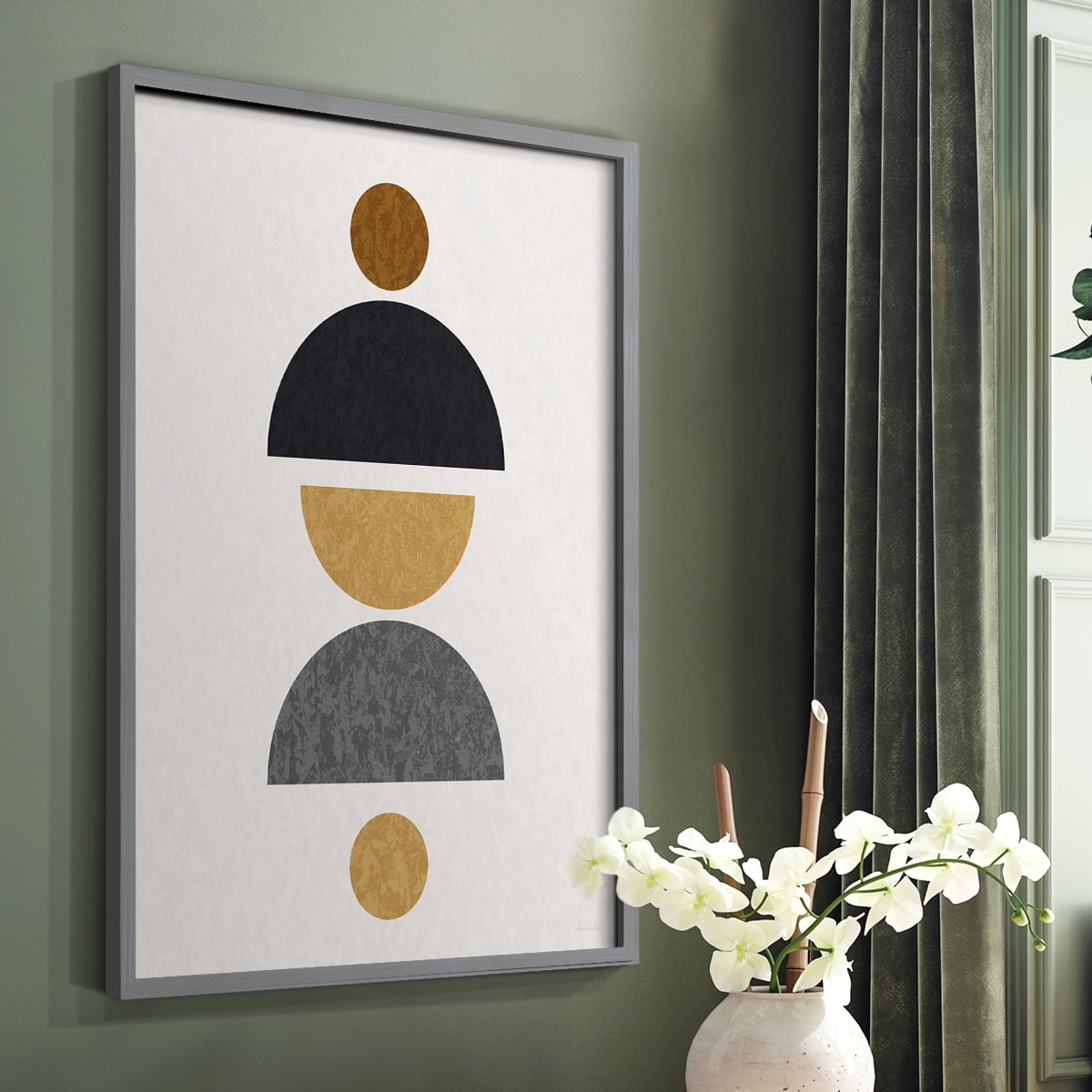 Shapely Center in Gray Solid Wood 8 x 10 Framed Print