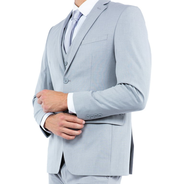 Optagelsesgebyr Frem Necklet Mens Light Gray Suit, Slim Fit 3-Piece Expandable Waist Pants - Walmart.com