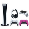 Sony Playstation 5 Digital Edition Console with Extra Pink Controller, White PULSE 3D Headset and Surge QuickType 2.0 Wireless PS5 Controller Keypad Bundle