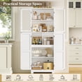 thumbnail image 4 of Homfa 67" Farmhouse Kitchen Pantry Storage Cabinet with Glass Doors, Freestanding Cupboard Storage Cabinet for Small Space, White, 4 of 7