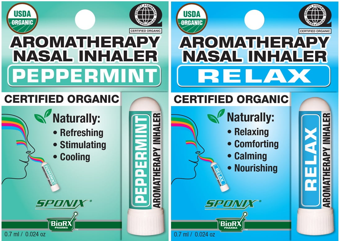 Nasal Inhaler Aromatherapy Gift Set of 2 Peppermint and Relax Made