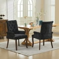 thumbnail image 2 of PAPROOS Upholstered Dining Chair, Chenille Fabric Tufted Dining Room Chair with Curved Solid Wood Legs, Modern Accent Dining Chair with Arm, Armchair for Kitchen, Living Room, Black, 2 of 11