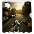 thumbnail image 3 of Ambesonne Adventure Shower Curtain, Rider Chopper Road, 69"Wx84"L, Forest Green Grey, 3 of 3
