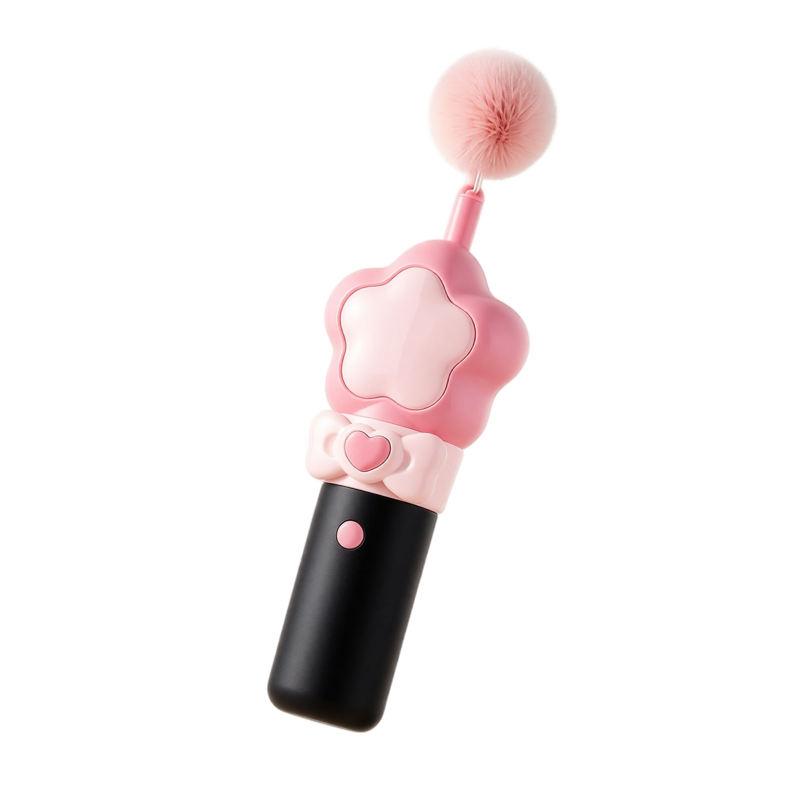 Compact Feline Enrichment Wand with Plush Teaser Blackpowder Pull-Back Cord Design ABS Housing Interactive Home