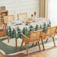 thumbnail image 2 of Christmas Tablecloth 60×104 Inch Oval, Winter Snow Trees White Washable Table Cover for Party Picnic Dinner Decor, 2 of 6