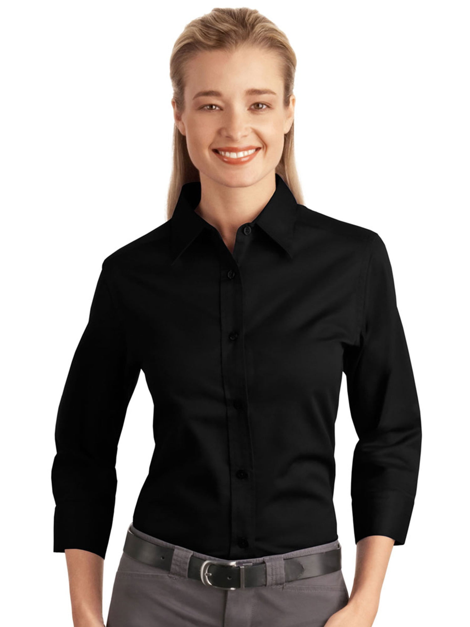 Port Authority - Port Authority Women's 3/4 Sleeves Open Collar Shirt ...