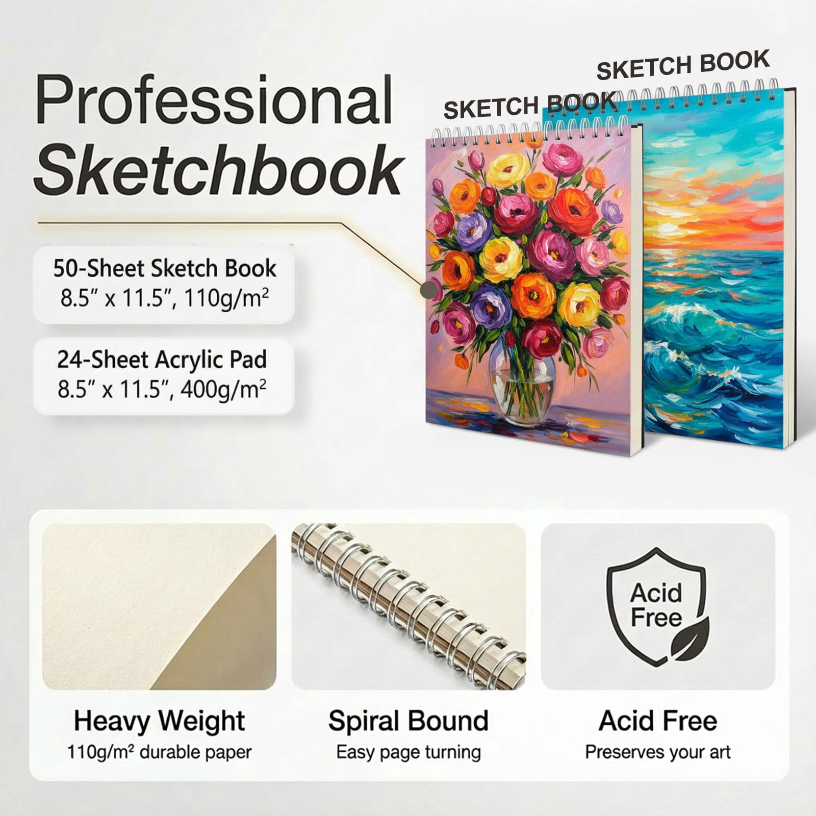 175-Pack Deluxe Wooden Art Set Drawing Painting Kit with 2 Drawing Pads, Acrylic Paints, Colored Pencils, Crayons, Paint Brush, Art Kit in Wooden Case, Gift for Artist, Adults, Teens and Kids