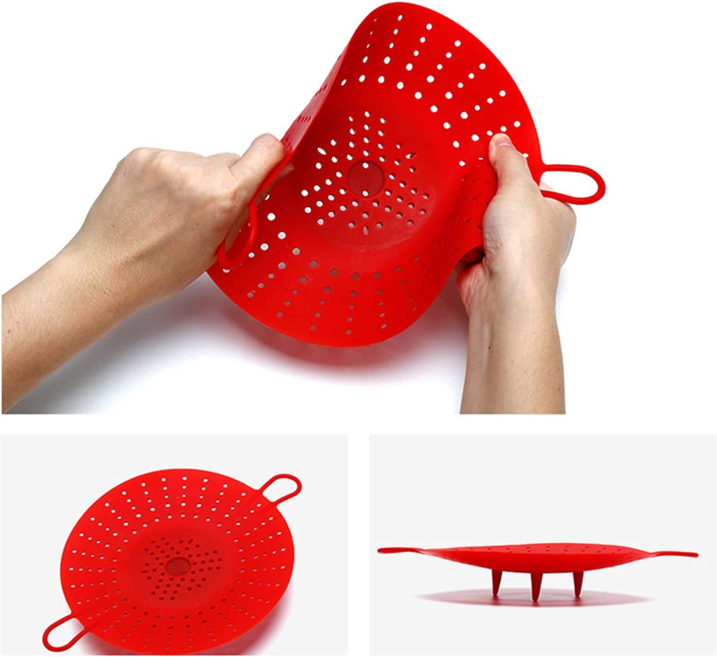 ABPETE 2 Pcs Silicone Steamer, Durable Vegetable Steamer Basket Insert for Pressure Cookers, Microwavable, Multicookers