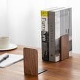 thumbnail image 2 of Muso Wood Book Ends for Shelves, Non-Slip Bookends, Heavy Duty Wooden Bookend Support for Books and Movies (Walnut 2 Pairs), 2 of 7