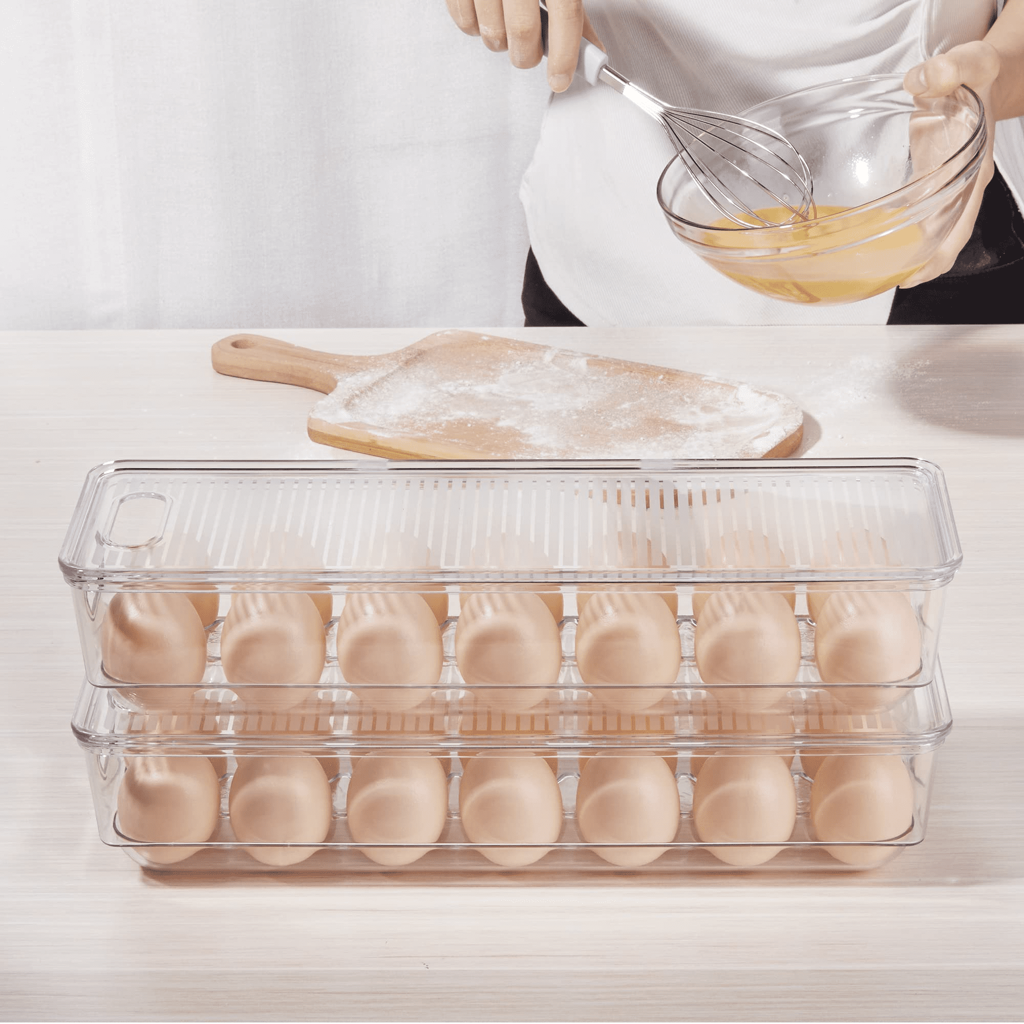 Utopia Home Egg Container For Refrigerator - 14 Egg Container With Lid &  Handle, Egg Holder For Refrigerator, Egg Storage & Egg Tray (Clear, Pack of