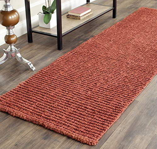 Safavieh Natural Fiber Collection NF447C Handmade Chunky Textured Premium Jute 0.75-inch Thick Area Rug 6' x 6' Square Rust