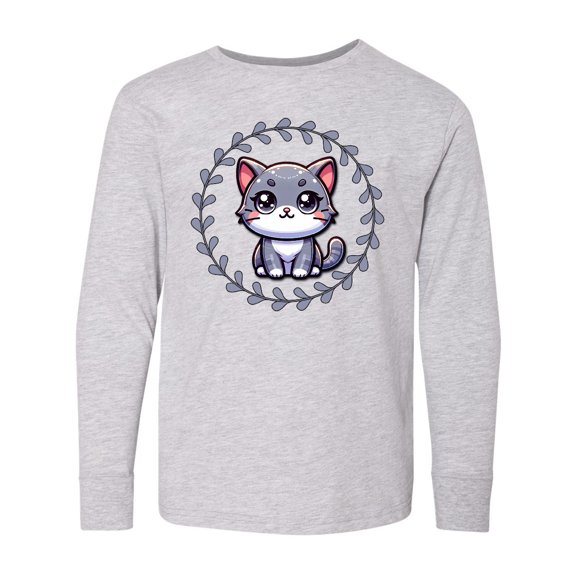 Inktastic Gray Tabby Cat Kitten Long Sleeve Youth T-Shirt