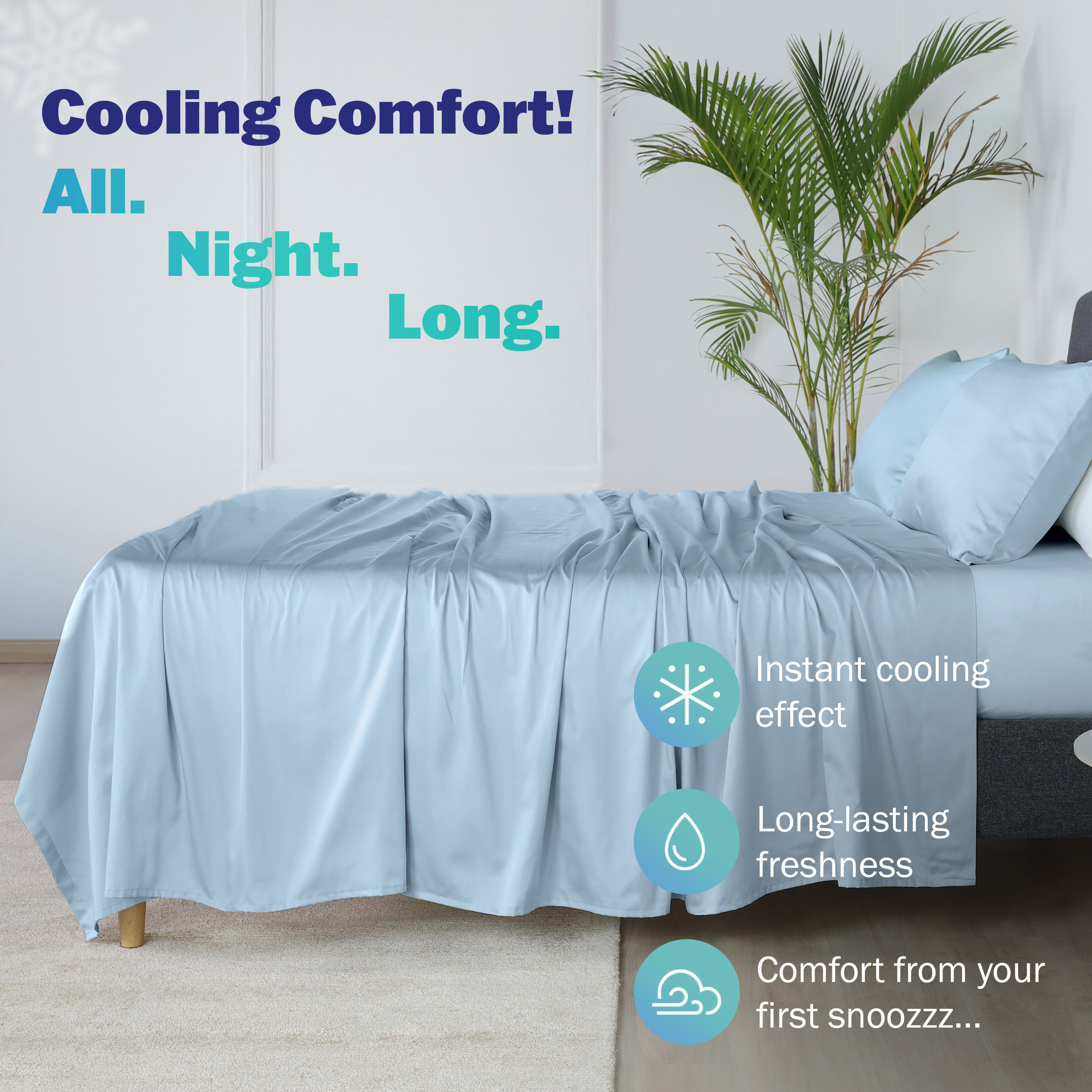 Martex brrr° King Cooling Sheet Set | 300TC Cotton Blend Triple Chill | Blue