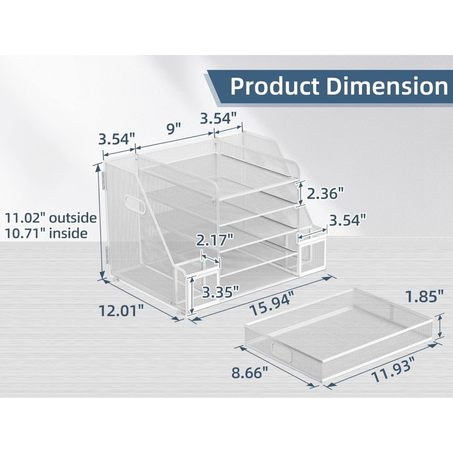 INTIGE 5-Tier Tray-style Document Rack, Desktop Document Sorter with Bookends for Home and Office