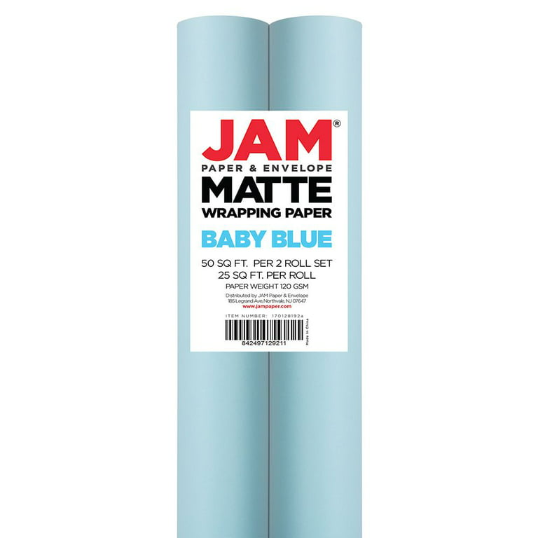 JAM Paper & Envelope Matte Wrapping Paper, 52.6 Sq ft Total, Matte