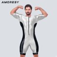thumbnail image 3 of AMORESY - Mono de una pieza brillante para hombre, para triatlón, natación, running, carretera, montaña, carreras, ciclismo, 3 of 5