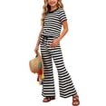 thumbnail image 7 of BXJX Girls Outfit Sets 2 Piece, Crew Neck Striped Short Sleeve Girls Summer Clothing Sets Black Size 5-6 T, 7 of 7