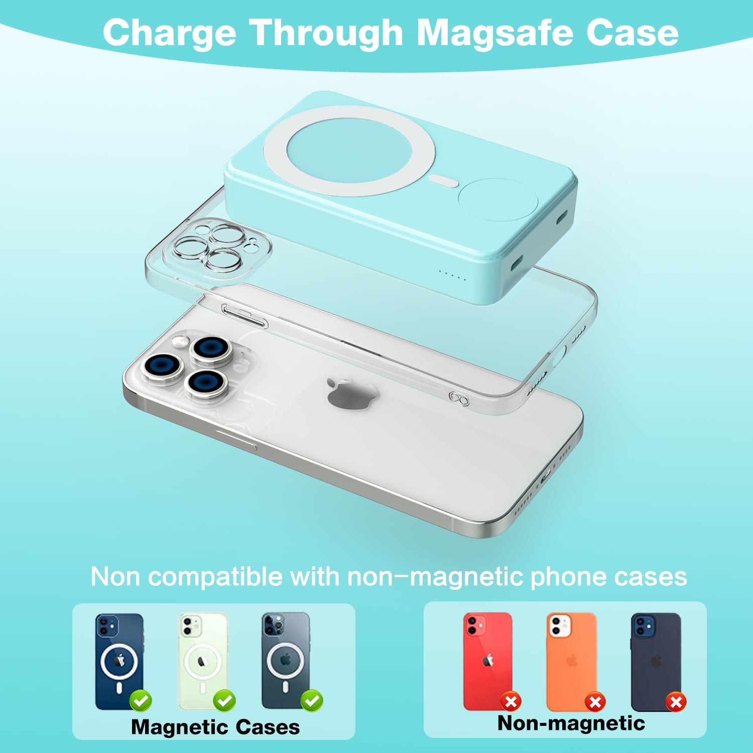 1000000mAh Mag Safe Wireless Power Bank for iPhone 15 14 13 Pro Max Battery  Pack