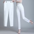 thumbnail image 2 of Pantalones de oficina a la moda para mujer, color liso, combinables con todo, para primavera y otoño, con banda elástica, cintura alta, ajustados, informales, largos y rectos., 2 of 5