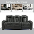 thumbnail image 6 of Bonzy Home Power Theater 3-Seat Recliner Sofa — PU Leather Power Recliner with Cup Holders, Hidden Arm Storage, USB Ports, LED Lights & Adjustable Headrests, Black, 6 of 7