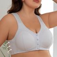 thumbnail image 5 of UOCUFY Women Plus Size Front Closure Wire Free Bra Striped Seamless Support Bralette Comfort Everyday, 5 of 9