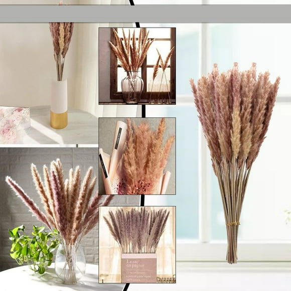 Faux Pampas Grass 15 Pcs with Reed Artificial Large Tall Dry Bouquet Brown Flower Branch Wheat Grass for Vase Filler Outdoor Floor Home Wedding Garden Patio Boho Decoration