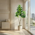 thumbnail image 2 of Huisuilinss Artificial Fiddle Leaf Fig Tree,Fake Ficus Lyrata Silk Trees,Faux Tropical Floor Plant In Pot,Artificial Fig Tree For Office Home Front Porch Decor Housewarming Gift, 2 of 8