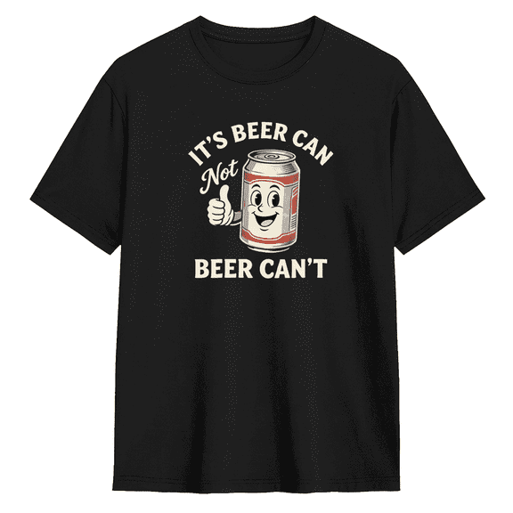 It's Beer Can Not Beer Can Can't Beer Can Vintage Graphic Tee for Men and Women, Fun BBQ Cotton Short Sleeves T-Shirt